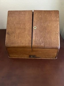 Antique English Oak Slant front Writing/Letter Box - Picture 1 of 15