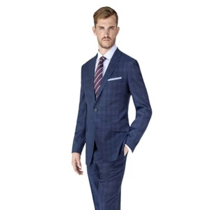 Paul Betenly Slim Fit Two Button Notch Blue Plaid Suit - Picture 1 of 1