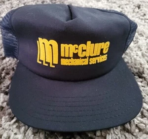 Vintage New Era Snapback Hat Blue Flat Brim McClure Mechanical NEW Made In USA - Picture 1 of 3