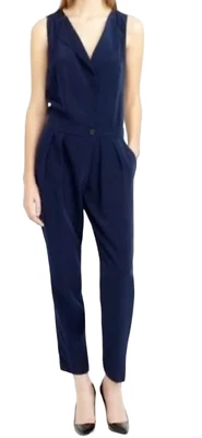 NEW J.CREW NAVY BLUE TRENCH JUMPSUIT ONE PIECE PANTS SIZE 12 - Image 1 of 4