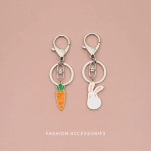 Cute Tiny Rabbit Carrot Keychain Keyring Lobster Clasp Key Chain RIng Bag Charm - Bild 1 von 9