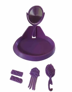 1981 Magic Curl Barbie Hand Mirror Brush Hair Comb Purple Plastic Accessories - Picture 1 of 7