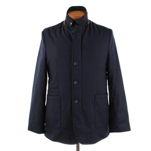 Zanella NWT Vitale Barberis Canonico Wool Car Coat w/ Suede Size M US In Navy - Picture 1 of 14