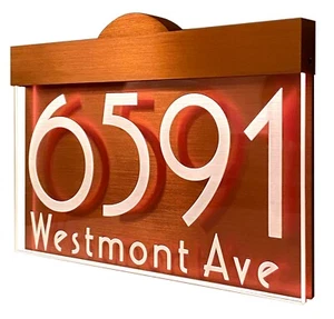 12V DC Dusk Dawn sensor Illuminated LED Lighted Address Sign House number Plaque - Picture 1 of 14
