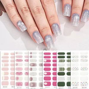 Full Cover Wraps DIY Manicure UV Lamp Semi-Cured French Patch Gel Nail Sticker . - Picture 1 of 34