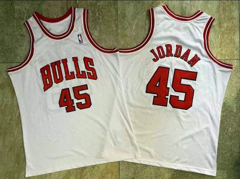Chicago Bulls Michael Jordan white 45 game Retro Vintage Jersey Cover