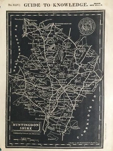 1834 Antique map - Huntingdonshire - from Pinnock's Guide to Knowledge - Picture 1 of 2