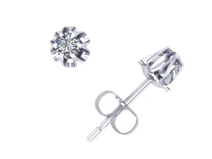 0.25Carat Round Diamond Buttercup Stud Earrings 14Karat White Gold Prong H SI2 - Picture 1 of 3