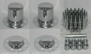 SPIKE ALCOA DUALLY WHEEL RIM CHROME 14MM 1.5 LUG NUT WASHER AND CENTER CAP SET  - Picture 1 of 12