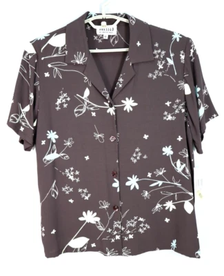 NUEVO CON ETIQUETAS DAVID DART Mujer Rayón Manga Corta Blusa Floral Multicolor Talla M $88.00 Foto 1 de 4