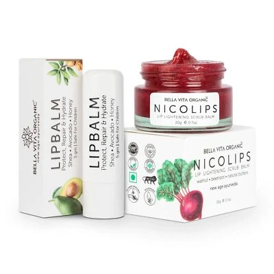 NicoLips Lip Scrub 20g & 5g Lip Balm For Dry Chapped & Dark Lips - Image 1 of 4