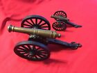 Lot of 2 Miniature Cast Iron & Brass Toy Cannons 1/1 & 1/3