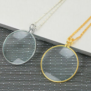 Magnifying Glass on Necklace Chain Silver Gold Magnifier Monocle Pendant