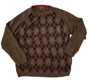 XG Boys Size XL 18-20 Brown / Green Olive Checked Sweater Long Sleeve - Picture 1 of 5