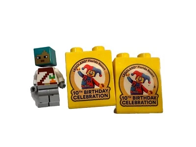 Legoland Florida 10th Birthday Anniversary Duplo Brick Yellow X2 + Free Mini Fig - Image 1 of 4
