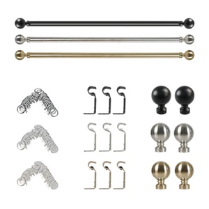 Marlow Curtain Rod Extendable Rail Pole Bracket End Set Steel Length Adjustable - Picture 1 of 40