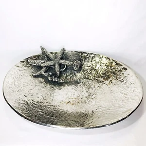 Vintage Cast Aluminum Oval Serving Bowl Beach Ocean Seashore Theme 14.5” - Picture 1 of 9