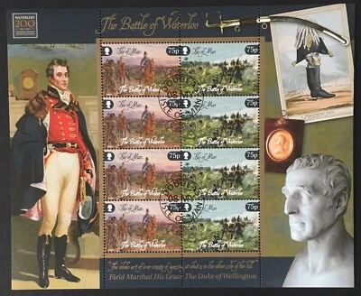 Rare Isle of Man 2015 Battle of Waterloo Set of 4 Sheets SG2001-SG2008 CTO - Image 1 of 4