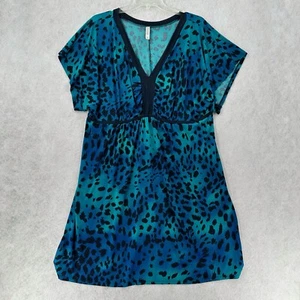 Cacique Tru to You 26/28 2X Blue Green Leopard Nightgown Shirt Chemise - Picture 1 of 8