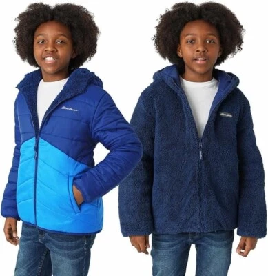 NUEVO Eddie Bauer Niño Juvenil Reversible Felpa Sudadera con Capucha Chaqueta Azul Grande 14-16 Foto 1 de 4