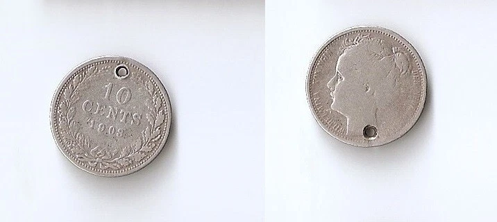 Netherlands 10 cents 1903 holed - Image 1 of 1