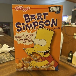 Kellogg’s Full Box Bart Simpson Peanut Butter Chocolate Crunch Cereal. June 2002 - Picture 1 of 5