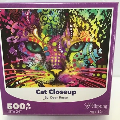 Wellspring 500 piezas. Puzzle "Cat Closeup" Por Dean Russo Colorido Foto 1 de 4