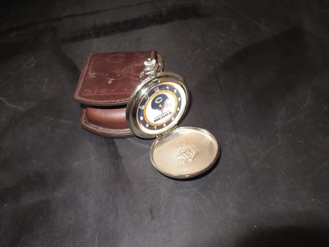 Chicago Bears Pocket Watch with Leather Pouch Cover