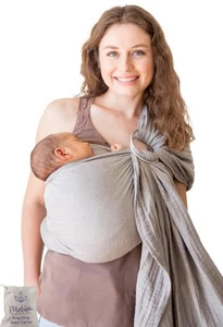 Ring Sling Baby Carrier 100% Cotton Muslin Front and Chest Newborn to Toddler... - Picture 1 of 8