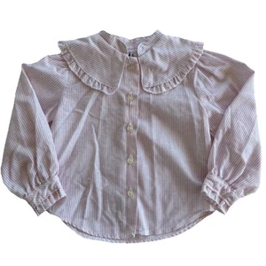 Vintage Carter's School Shirt Girl’s 5 Ruffle Collar Red Pinned Stripe 70s 80s - Picture 1 of 7