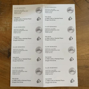 Marks and Spencer Hot Drink Vouchers Qty 8 - Picture 1 of 1