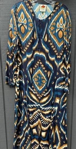 Maxi Vestido Farm Rio Azul Piña Ikat Viscosa Talla L Nuevo con Etiquetas - Imagen 1 de 9