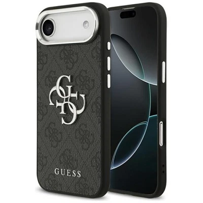 Custodia IPHONE 17 Air Similpelle Guess Grigio Big Logo Metallo Argento - Immagine 1 di 4