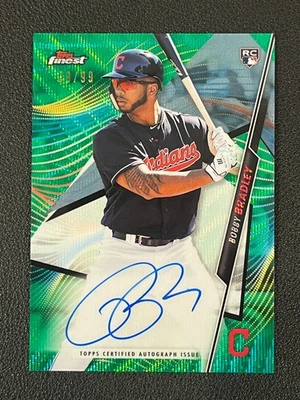 Bobby Bradley 2020 Topps Finest Rookie Auto Green Wave Refractor /99 Guardians - Image 1 of 2