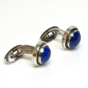 Sterling Silver Men's Cufflinks Jensen Georg 44D Accessories Lazuli Lapis - Picture 1 of 3