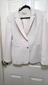 Tahari Arthur S. Levine Women's White Blazer Size 14 Two-Button Closure Tailored - Picture 1 of 6