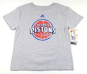 Detroit Pistons Distressed Logo Heather Gray Adidas Shirt New Youth Large 7 - Picture 1 of 2