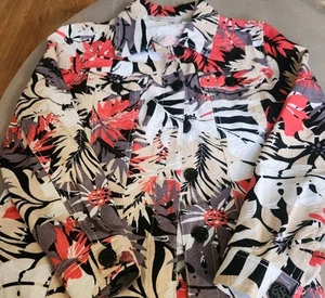 Draper's & Damon's Abstract Print Jacket Size Medium Black & pink Floral #27 - Picture 1 of 9