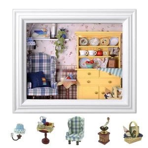 Dollhouse Miniature DIY House Kit Creative Room with Furniture and Frame Type... - Picture 1 of 9