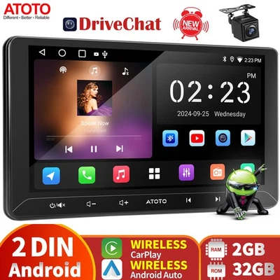 ATOTO 10.1" Android AI Car Stereo GPS Navi Wireless Carplay DSP/FM + Rear Camera