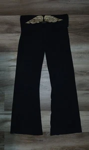 Victoria's Secret Med. Short Glitter Angel Wings Foldover Waist Flare Leggings - Picture 1 of 3