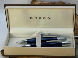 Juego de bolígrafos y lápices Cross ATO211 vintage. en azul NOS en caja original--2052.25 - Imagen 1 de 5