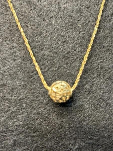 14k Yellow Gold Necklace Floating Ball Pendant 20” Dainty Chain ITALY 3.85grams - Picture 1 of 13