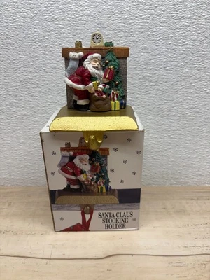 Vintage Ceramic Santa Claus Figurine Mantle Stocking Holder With Cast Iron Base - Image 1 of 4