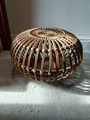 Vintage Bamboo and Wicker Franco Albini 1950s Lobster Pot Footstool/Ottoman - Image 1 of 4