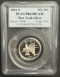 2001-S New York 90% SILVER Washington Quarter ~PCGS PR69DCAM - Picture 1 of 2