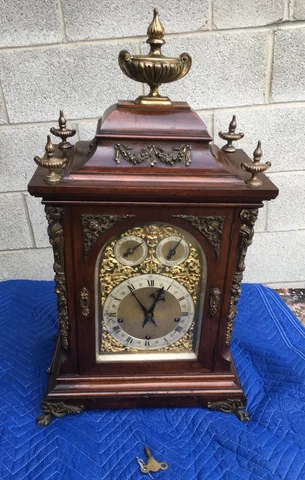 WINTERHALDER & HOFMEIER MAHOGANY GONG AND CHIME BRACKET CLOCK, REPEATER Cover