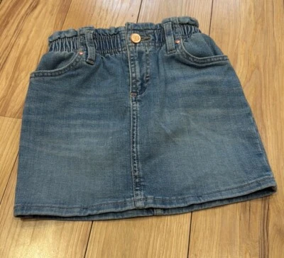 WRANGLER Denim Skirt, Girls Size 5, NWT  Elastic Stretch Waist, 4 Pockets - Imagem 1 de 4