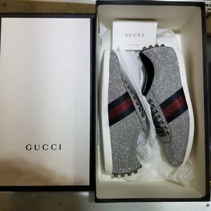 Taglia 7,5 - Gucci Web Sneaker con borchie glitterate - Foto 1 di 11