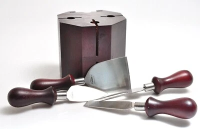 TRUDEAU Wooden Cheese Holder & 4 UTENSILS Cheese Knives - Image 1 of 4